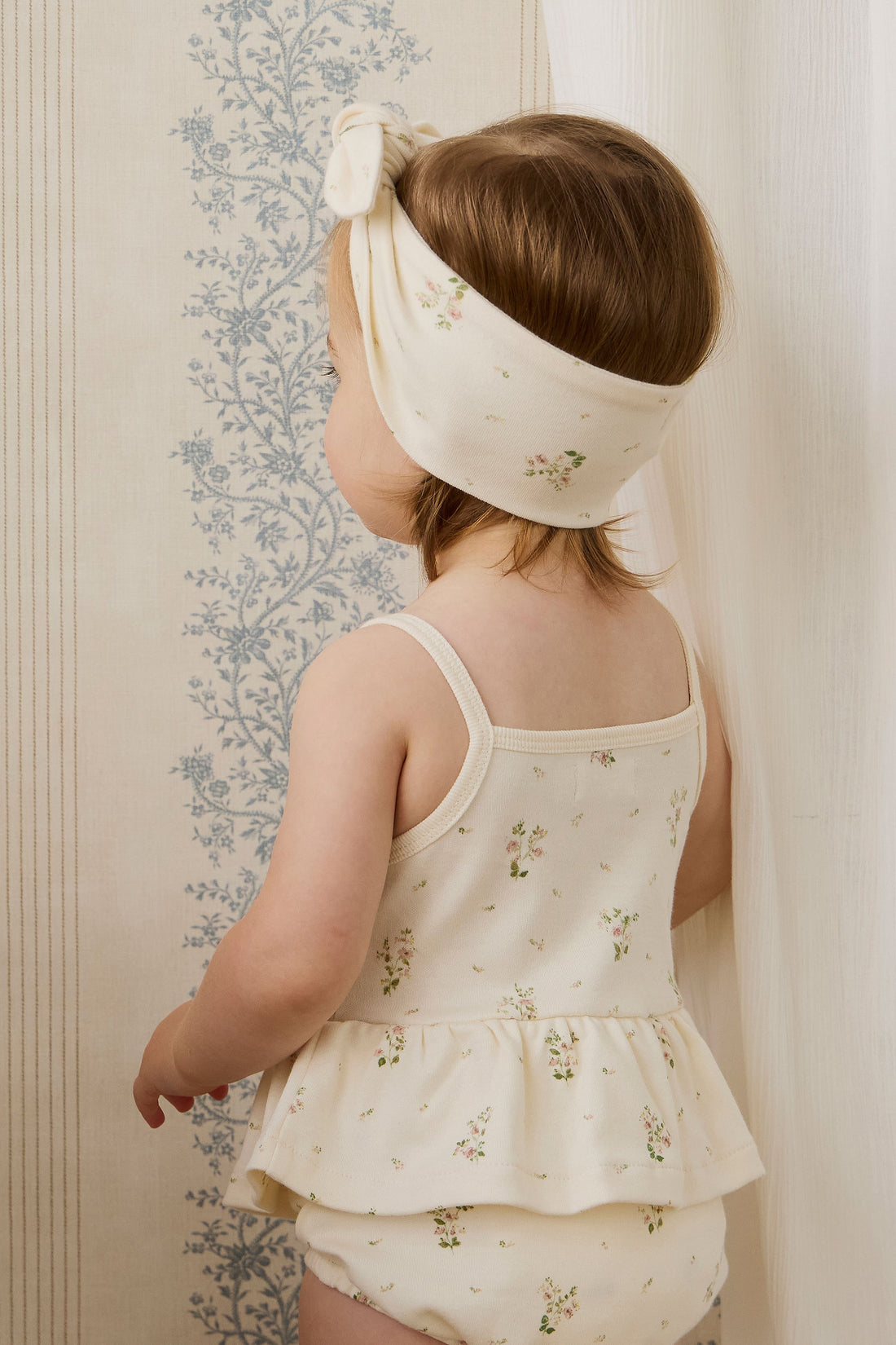 Organic Cotton Astra Playsuit - Josepha Egret Small Childrens Playsuit from Jamie Kay USA