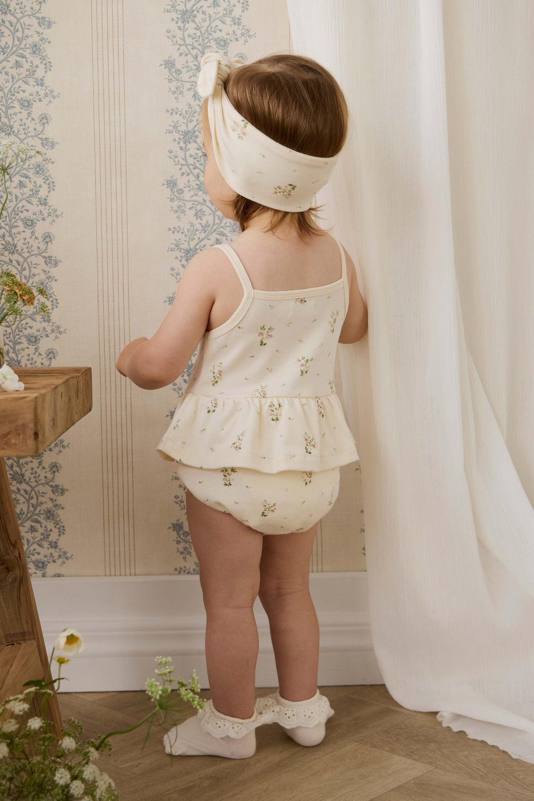 Organic Cotton Astra Playsuit - Josepha Egret Small Childrens Playsuit from Jamie Kay USA