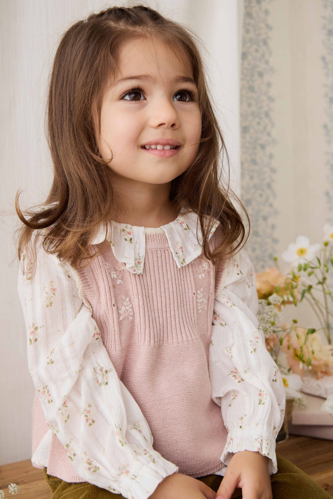 Abbie Knitted Top - Sweetpea Marle Abbie Flower Childrens Top from Jamie Kay USA