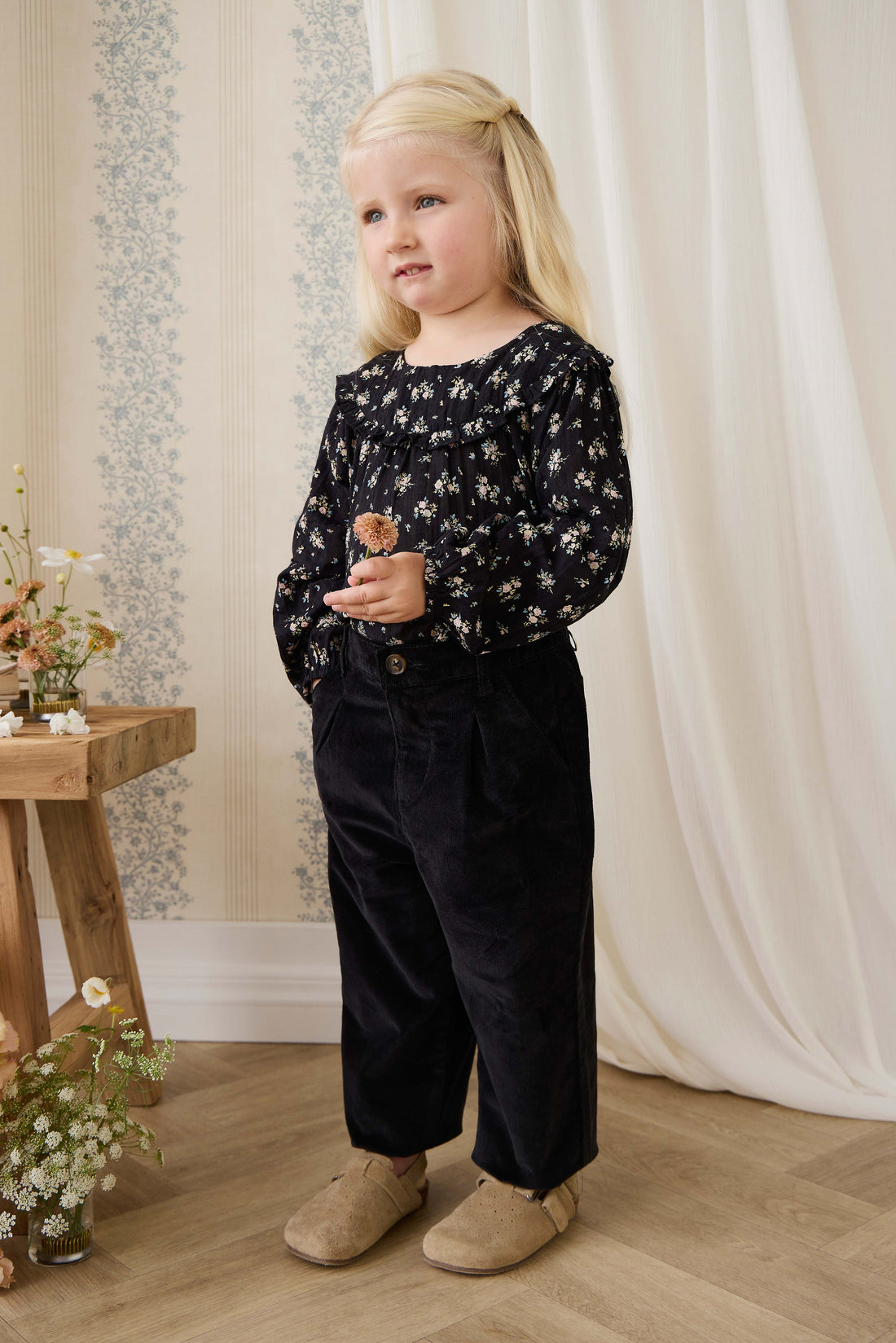 Organic Cotton Caroline Blouse - Cassie Caviar Childrens Top from Jamie Kay USA