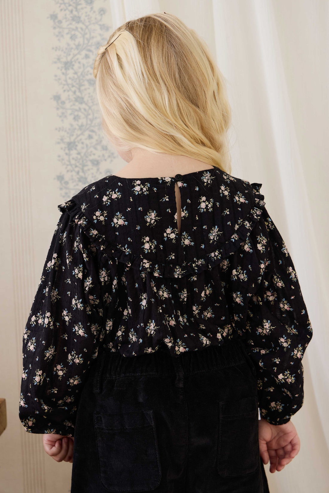 Organic Cotton Caroline Blouse - Cassie Caviar Childrens Top from Jamie Kay USA