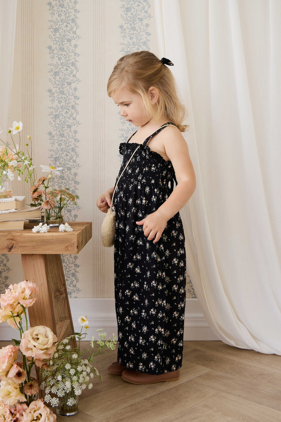Organic Cotton Gianna Jumpsuit - Cassie Caviar Childrens Jumpsuit from Jamie Kay USA