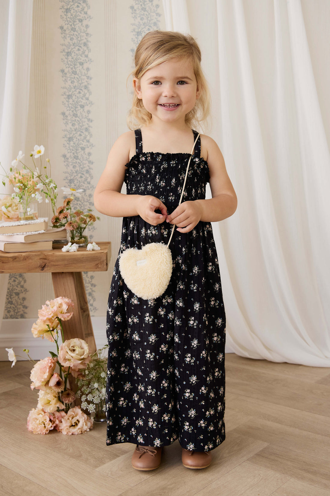 Organic Cotton Gianna Jumpsuit - Cassie Caviar Childrens Jumpsuit from Jamie Kay USA