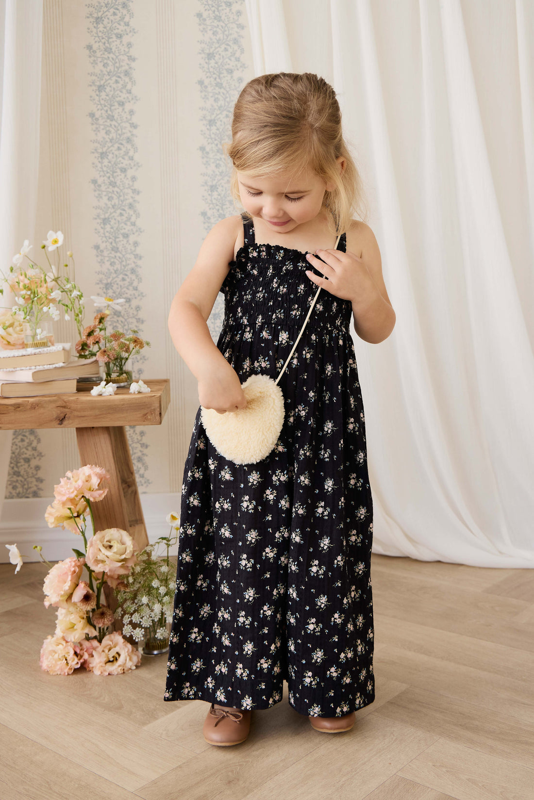 Organic Cotton Gianna Jumpsuit - Cassie Caviar Childrens Jumpsuit from Jamie Kay USA