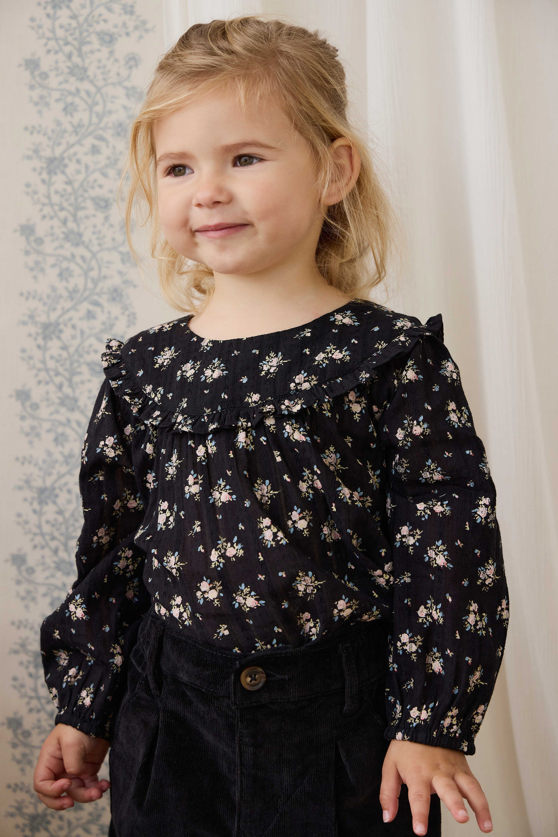 Organic Cotton Caroline Blouse - Cassie Caviar Childrens Top from Jamie Kay USA