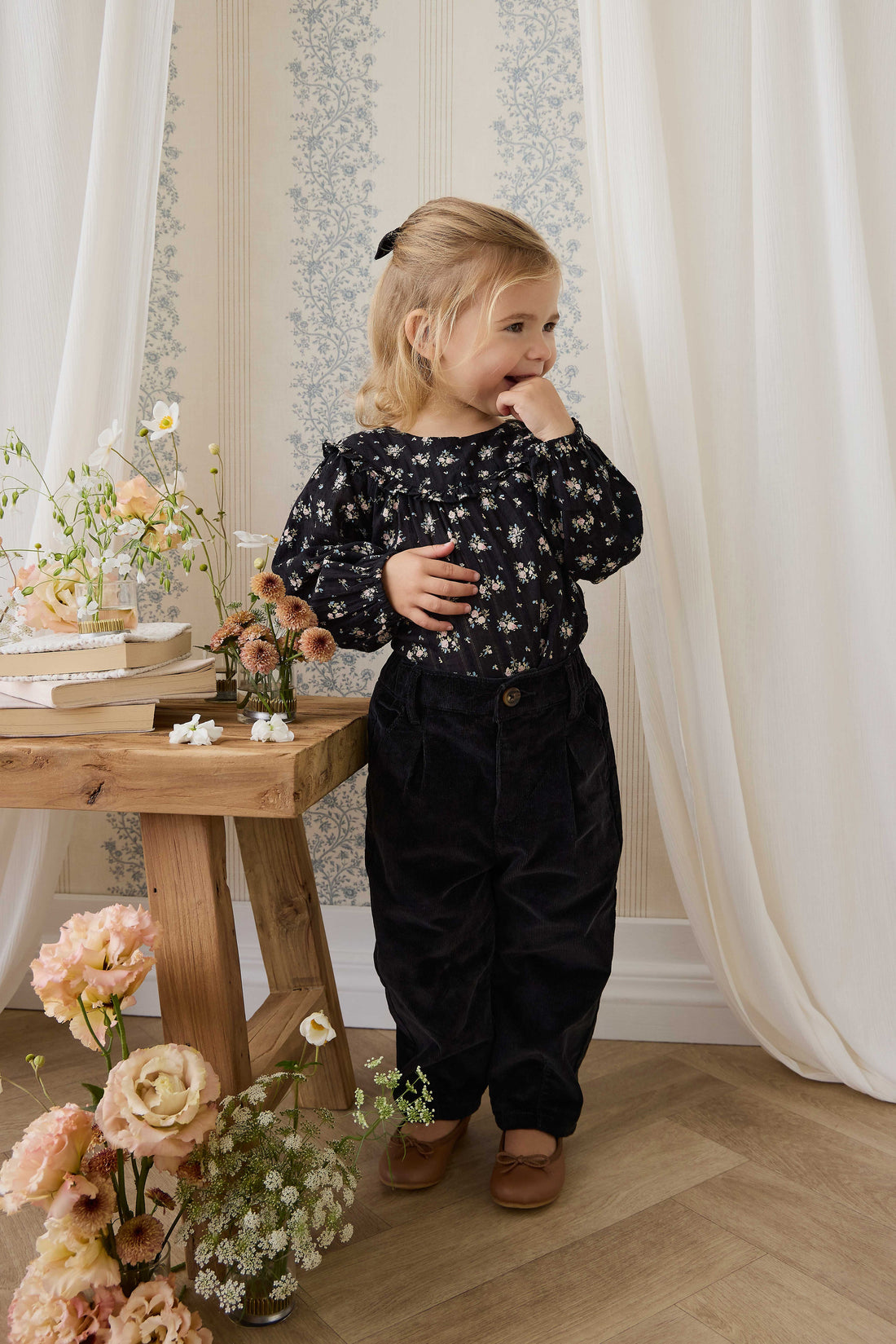 Organic Cotton Caroline Blouse - Cassie Caviar Childrens Top from Jamie Kay USA