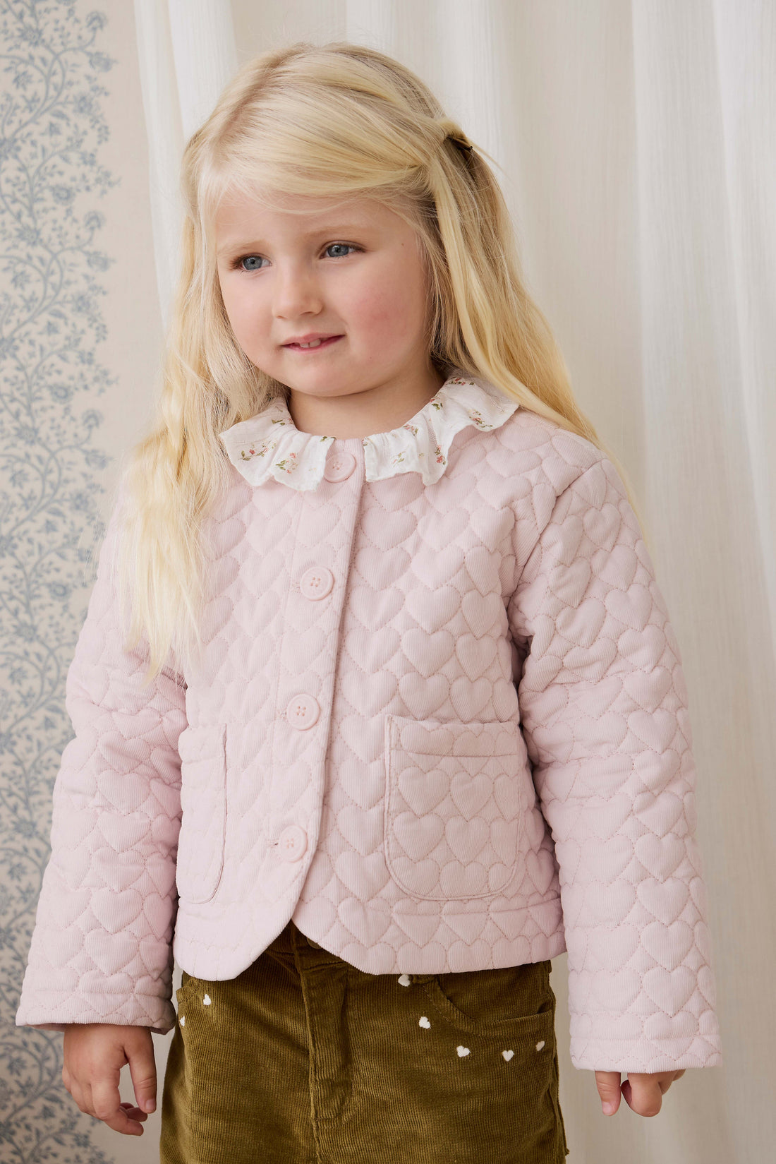 Elara Pincord Jacket - Soft Misty Rose Childrens Jacket from Jamie Kay USA