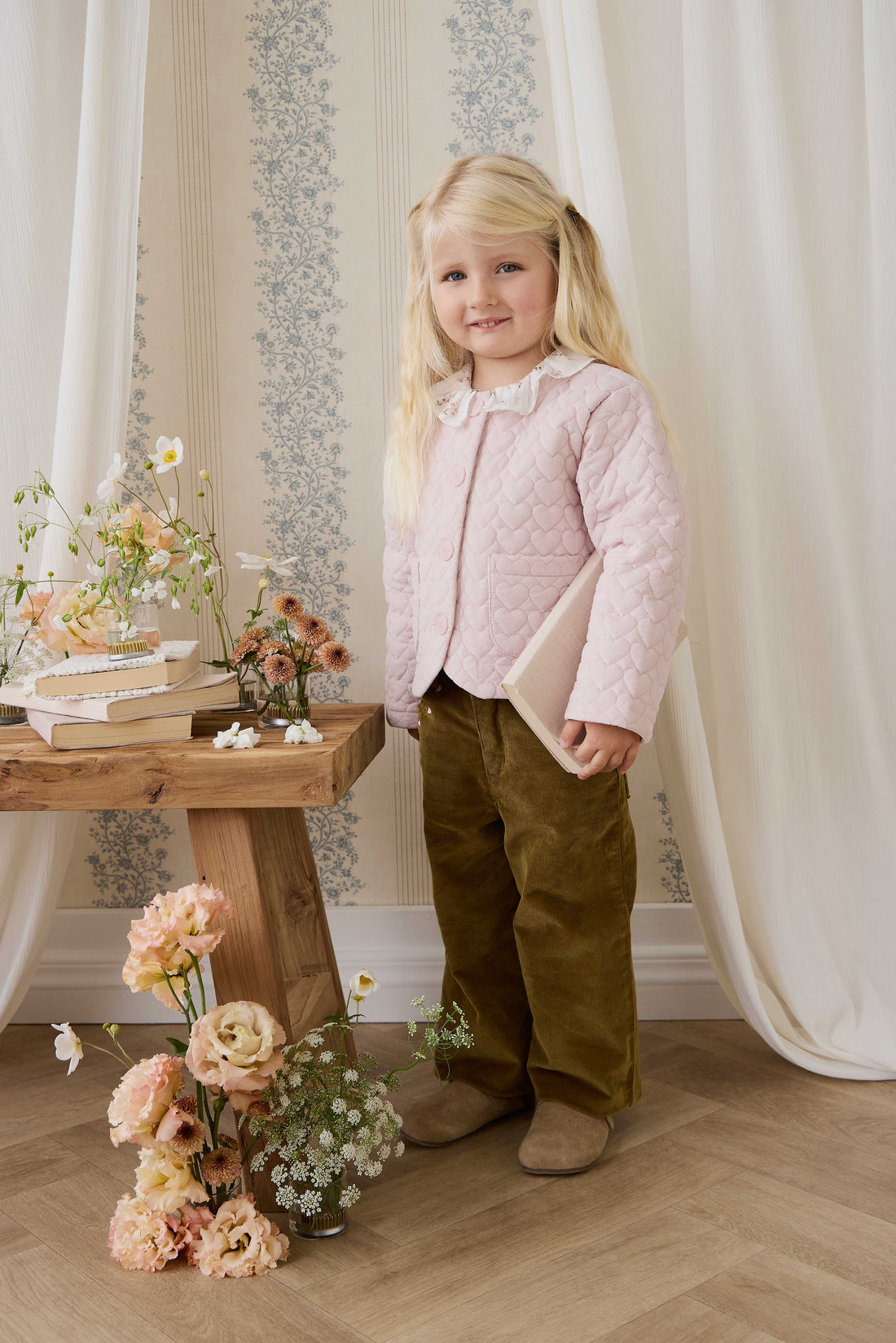 Elara Pincord Jacket - Soft Misty Rose Childrens Jacket from Jamie Kay USA
