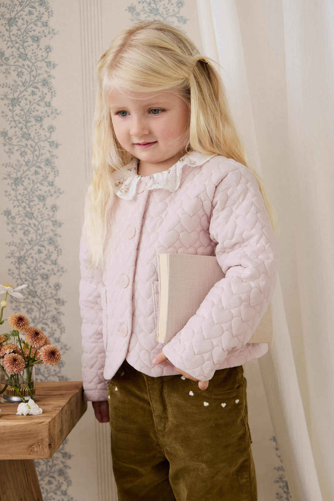 Elara Pincord Jacket - Soft Misty Rose Childrens Jacket from Jamie Kay USA
