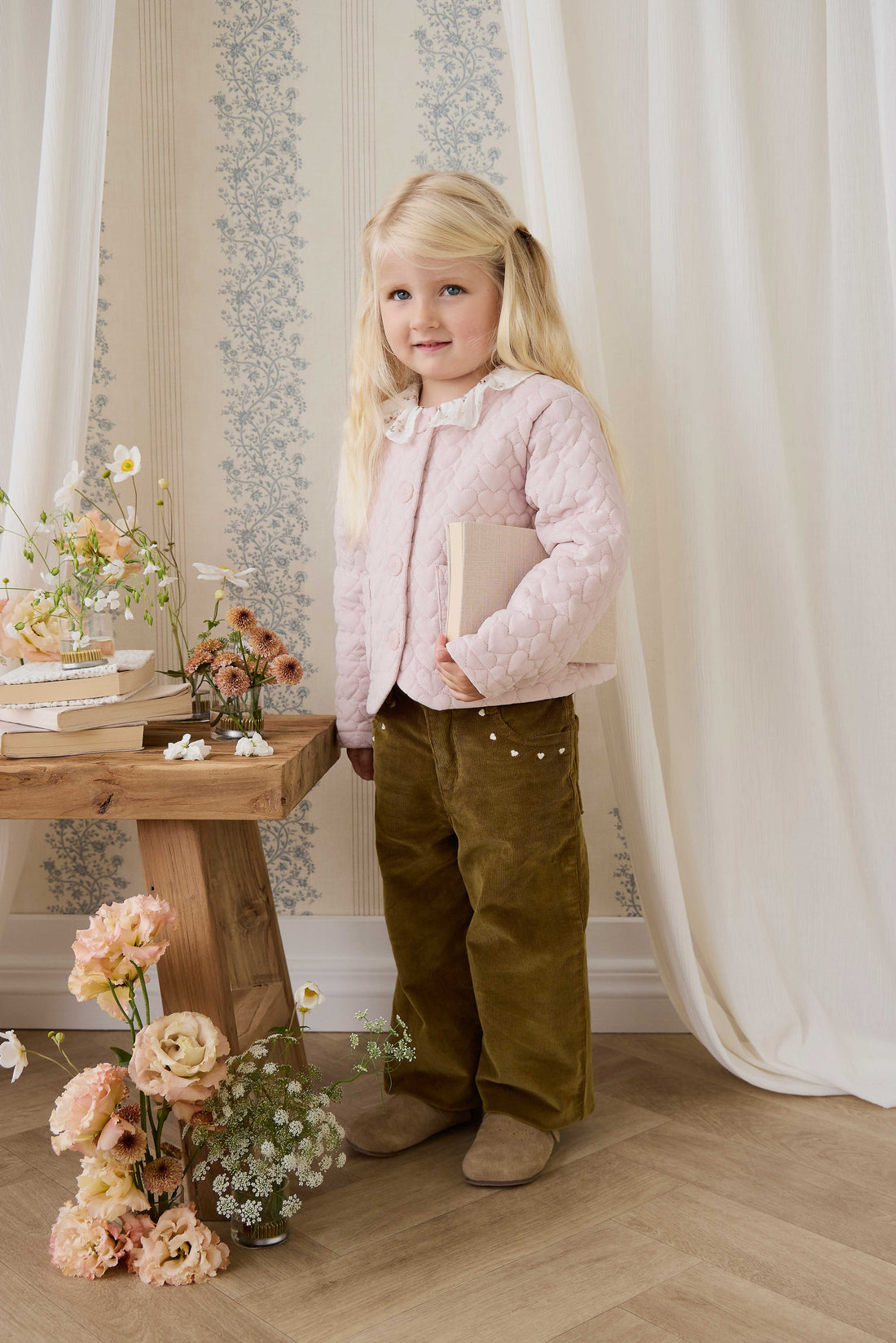 Elara Pincord Jacket - Soft Misty Rose Childrens Jacket from Jamie Kay USA