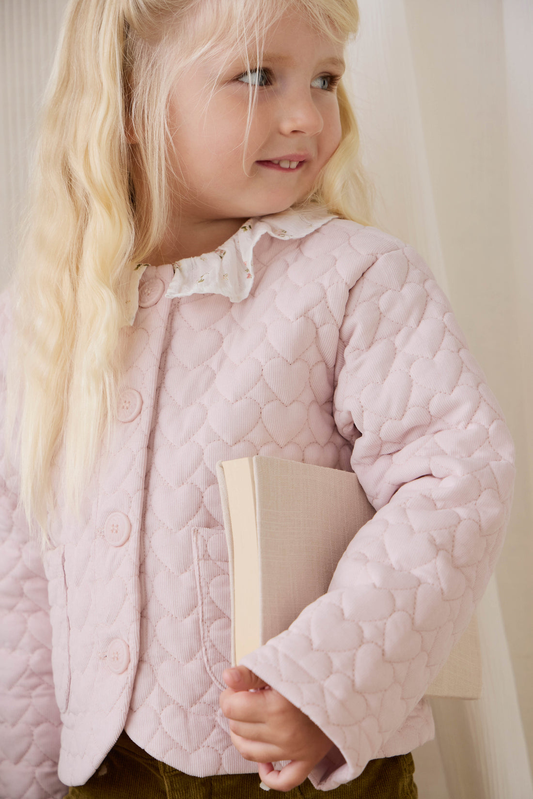 Elara Pincord Jacket - Soft Misty Rose Childrens Jacket from Jamie Kay USA