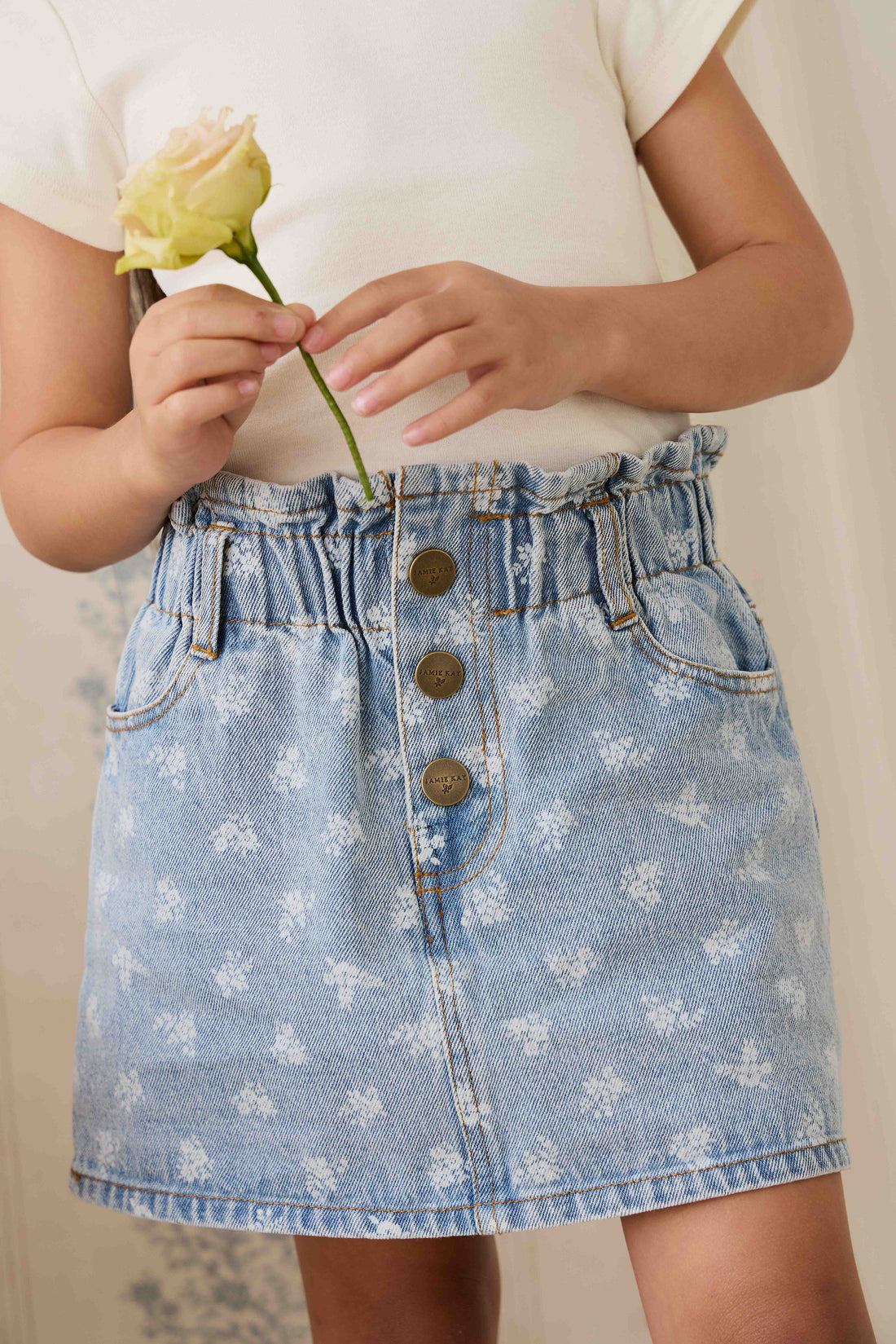 Brielle Skirt - Tully Floral Denim Childrens Skirt from Jamie Kay USA