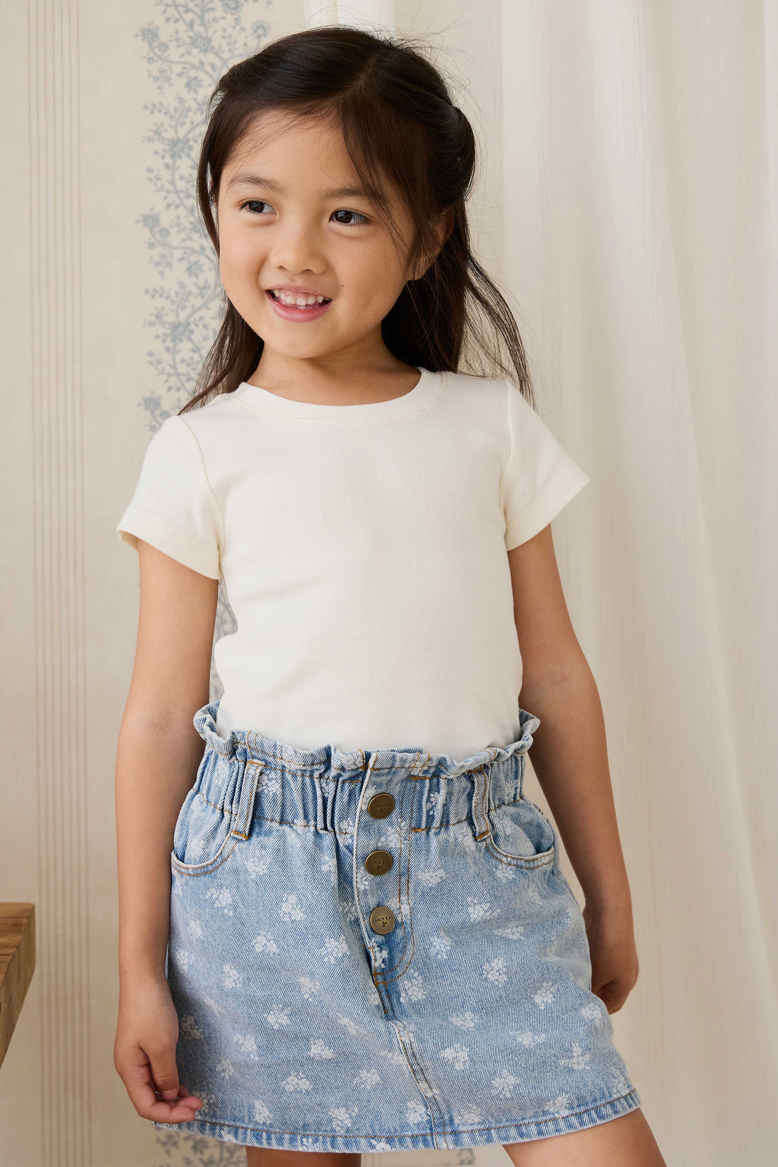 Organic Cotton Rib Helene Tee - Parchment Childrens Top from Jamie Kay USA