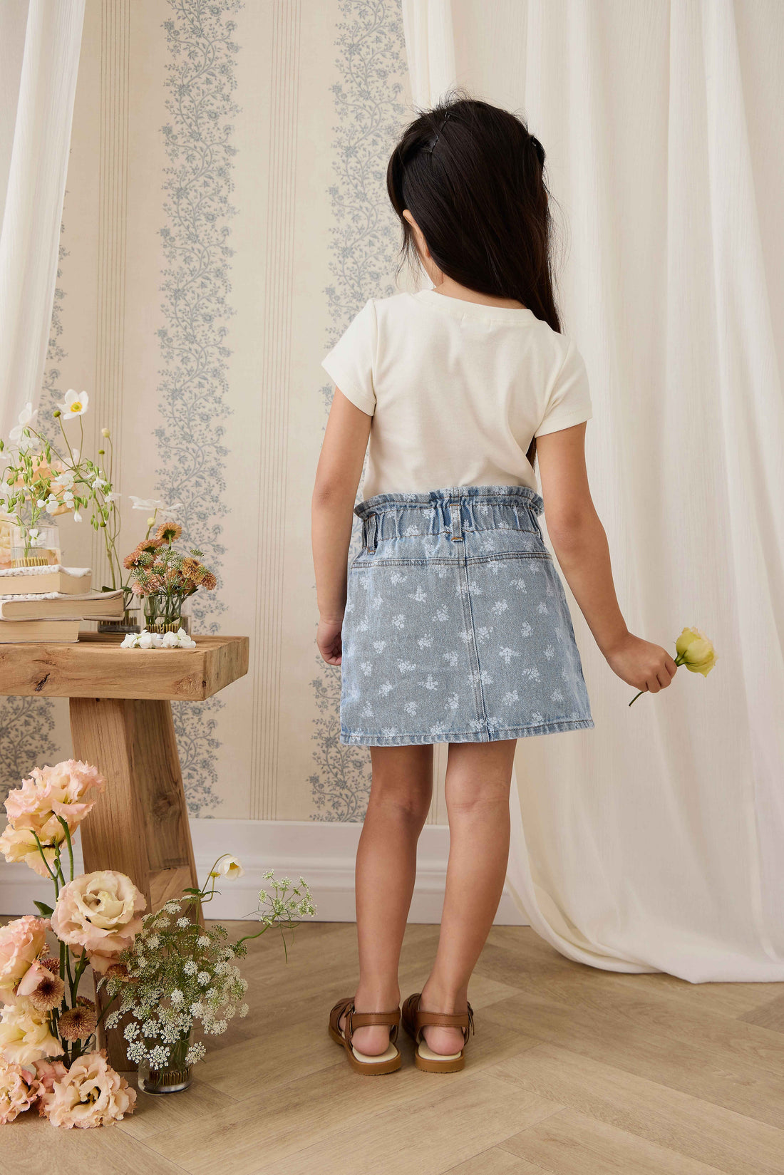 Brielle Skirt - Tully Floral Denim Childrens Skirt from Jamie Kay USA