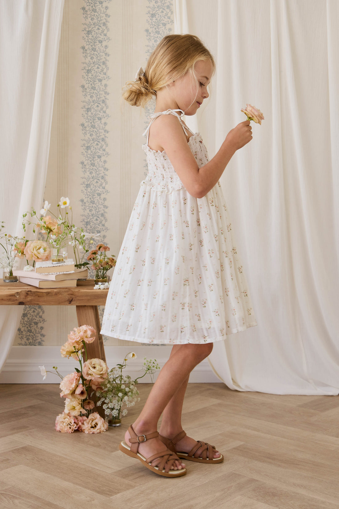 Organic Cotton Saylor Dress - Josepha Egret Childrens Dress from Jamie Kay USA