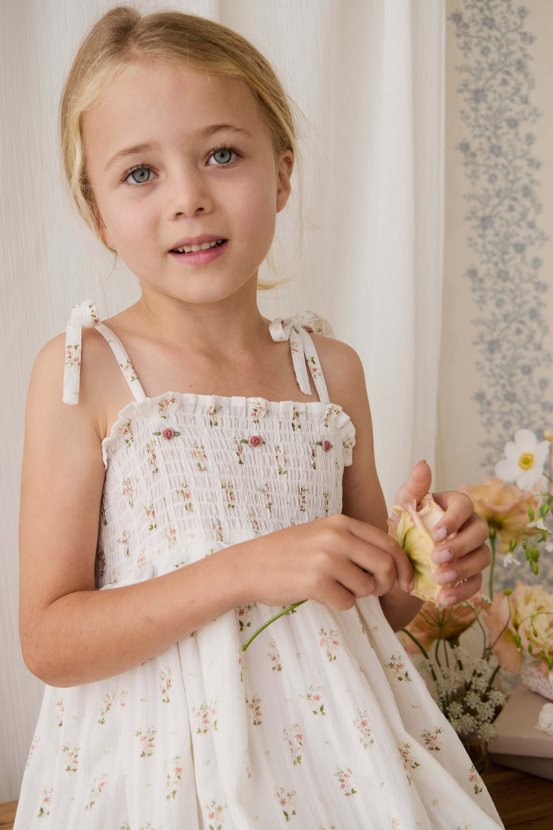 Organic Cotton Saylor Dress - Josepha Egret Childrens Dress from Jamie Kay USA