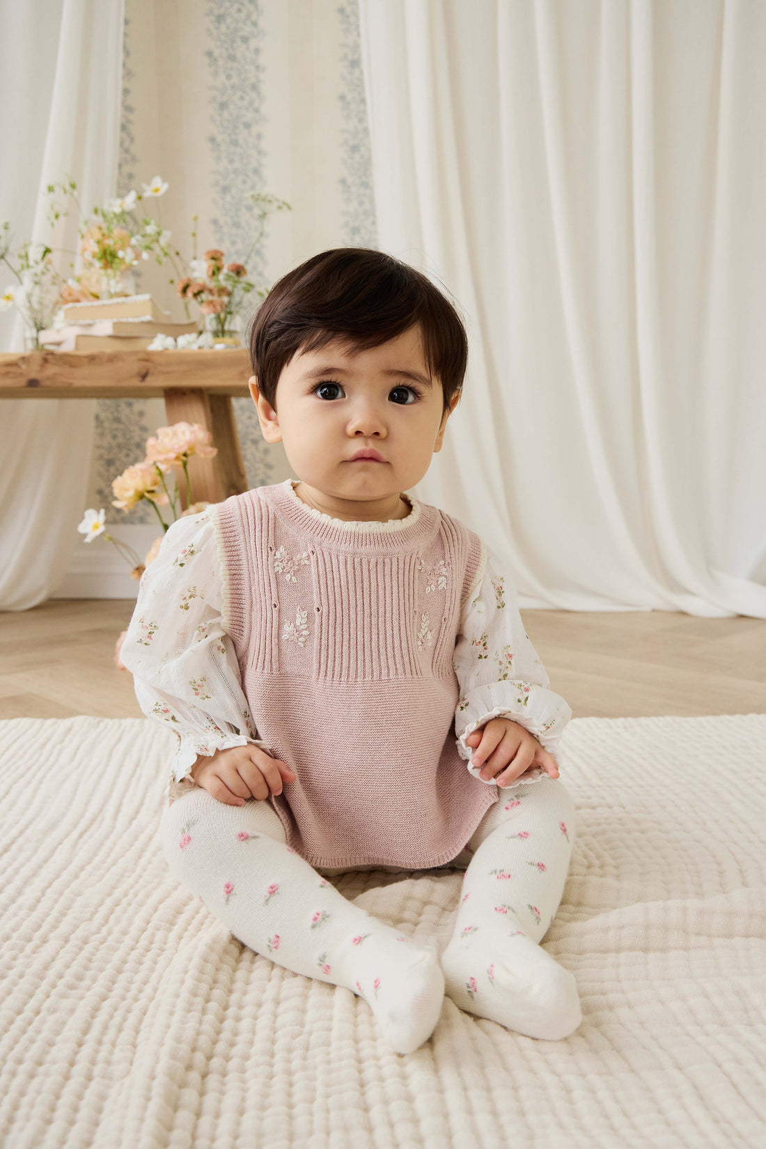 Abbie Knitted Top - Sweetpea Marle Abbie Flower Childrens Top from Jamie Kay USA