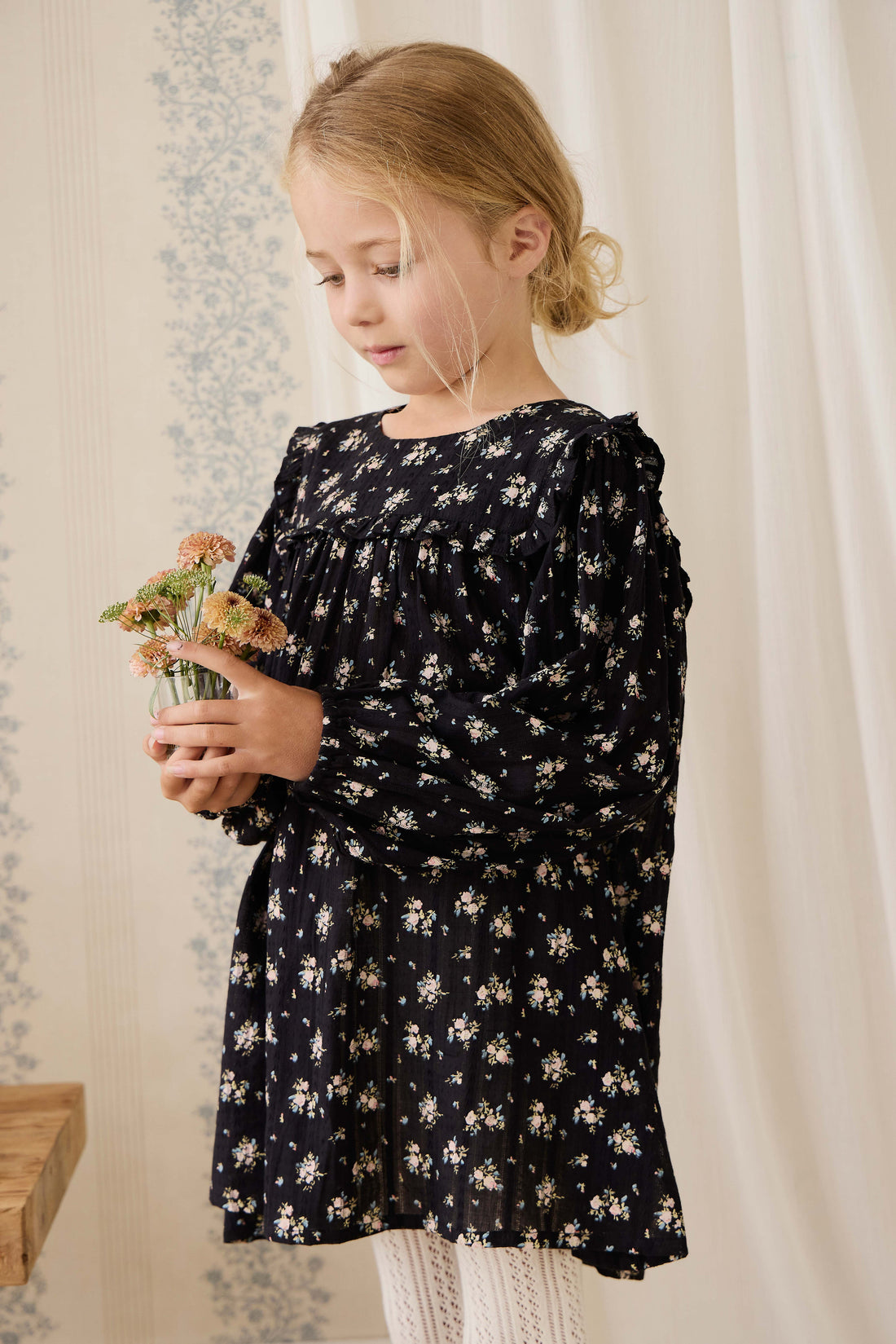 Organic Cotton Gianna Dress - Cassie Caviar Childrens Dress from Jamie Kay USA