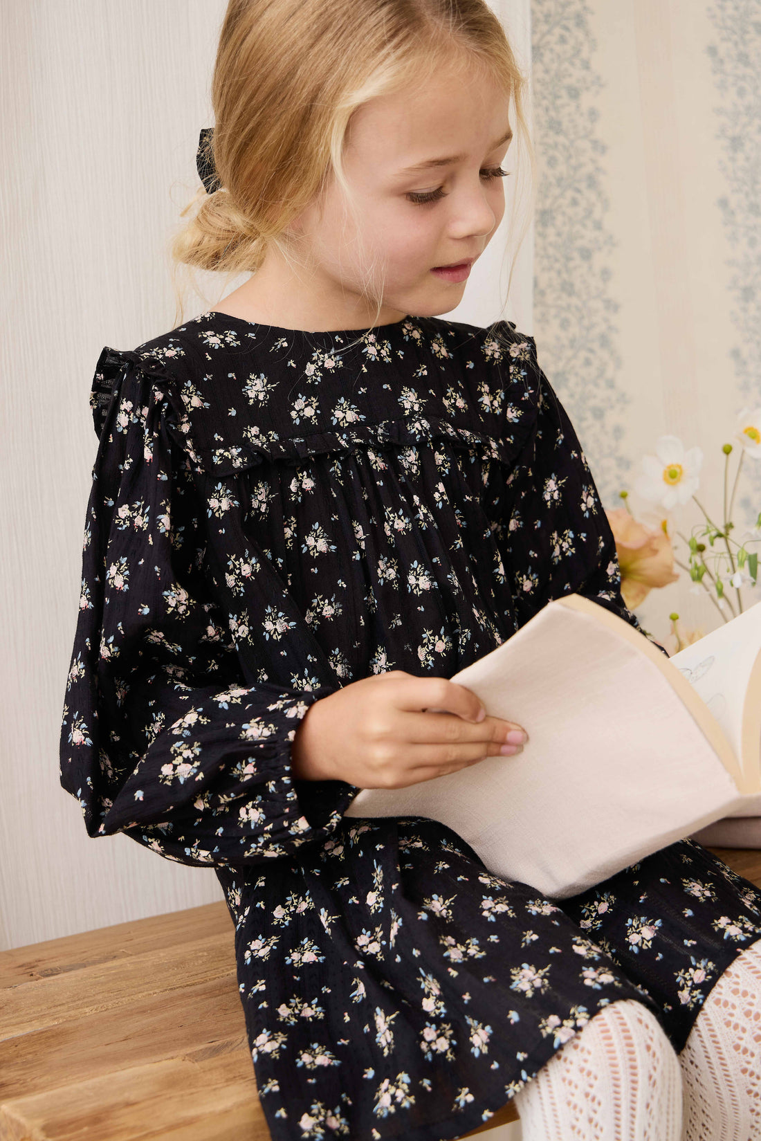 Organic Cotton Gianna Dress - Cassie Caviar Childrens Dress from Jamie Kay USA