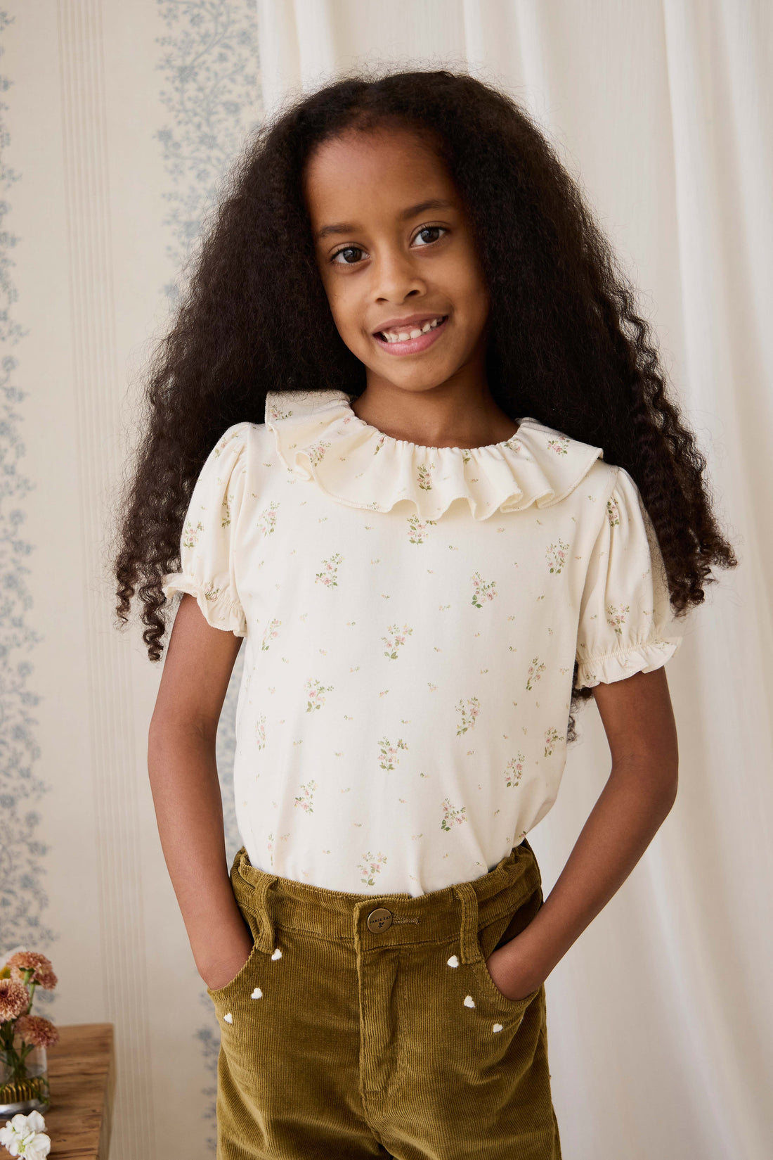 Organic Cotton Marlene Top - Josepha Egret Small Childrens Top from Jamie Kay USA