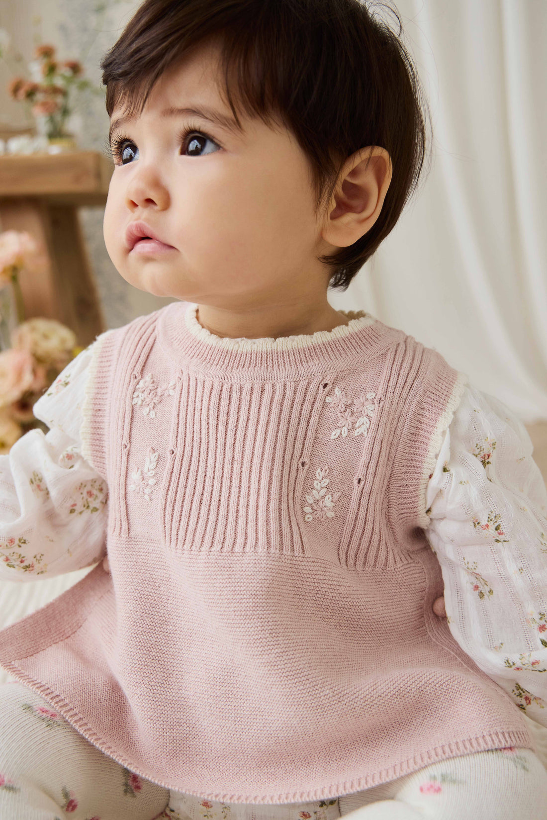 Abbie Knitted Top - Sweetpea Marle Abbie Flower Childrens Top from Jamie Kay USA