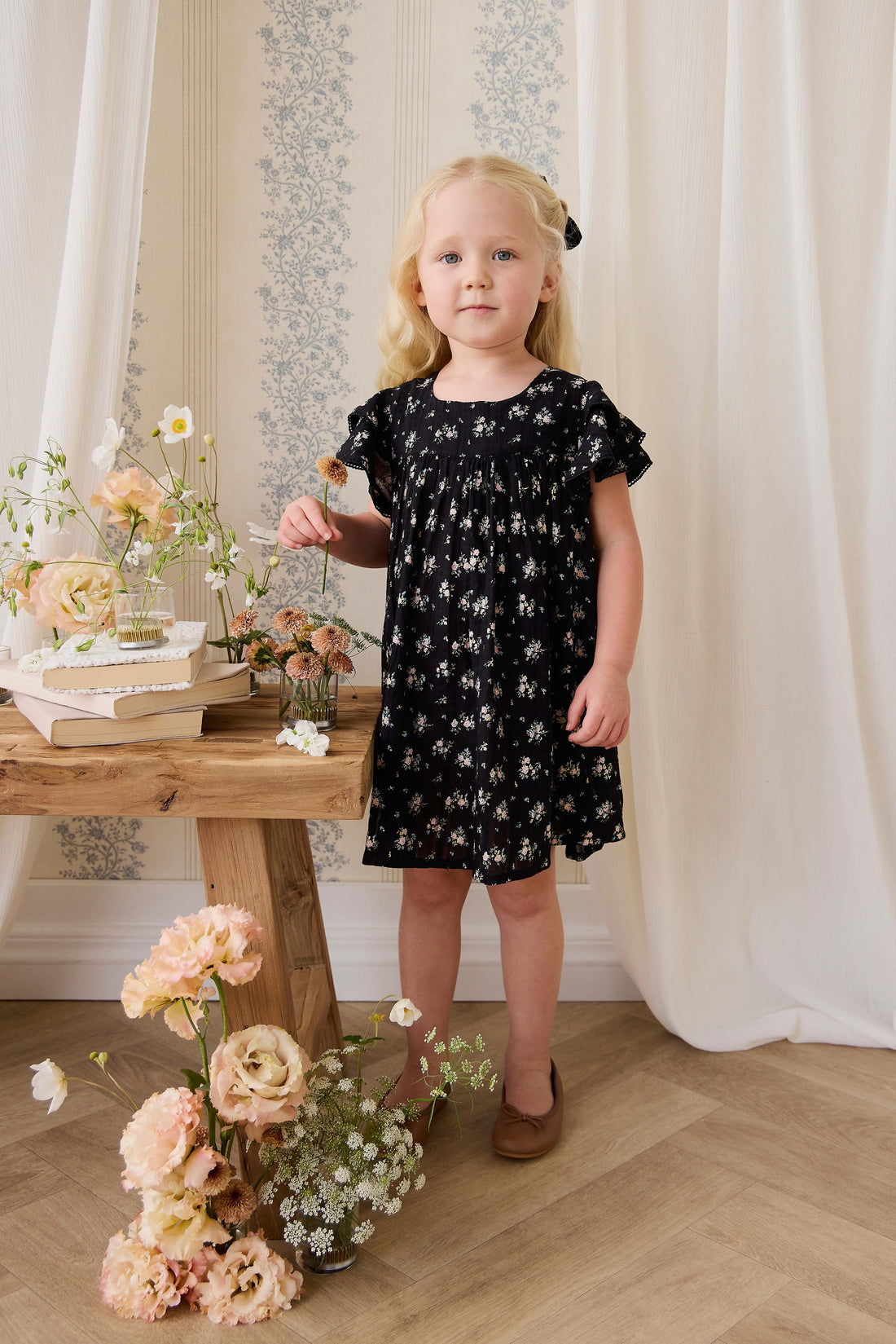 Organic Cotton Caroline Dress - Cassie Caviar Childrens Dress from Jamie Kay USA