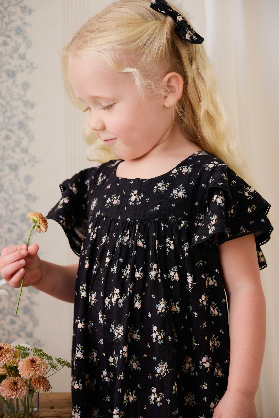 Organic Cotton Caroline Dress - Cassie Caviar Childrens Dress from Jamie Kay USA