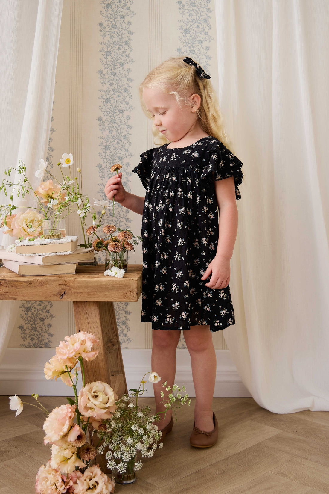 Organic Cotton Caroline Dress - Cassie Caviar Childrens Dress from Jamie Kay USA