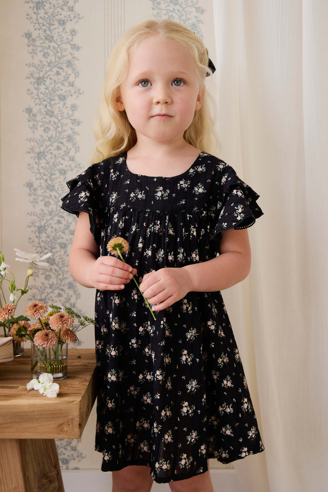 Organic Cotton Caroline Dress - Cassie Caviar Childrens Dress from Jamie Kay USA
