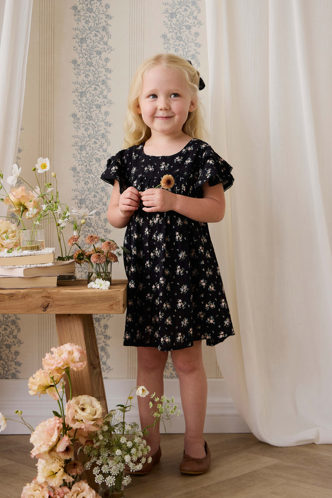 Organic Cotton Caroline Dress - Cassie Caviar Childrens Dress from Jamie Kay USA