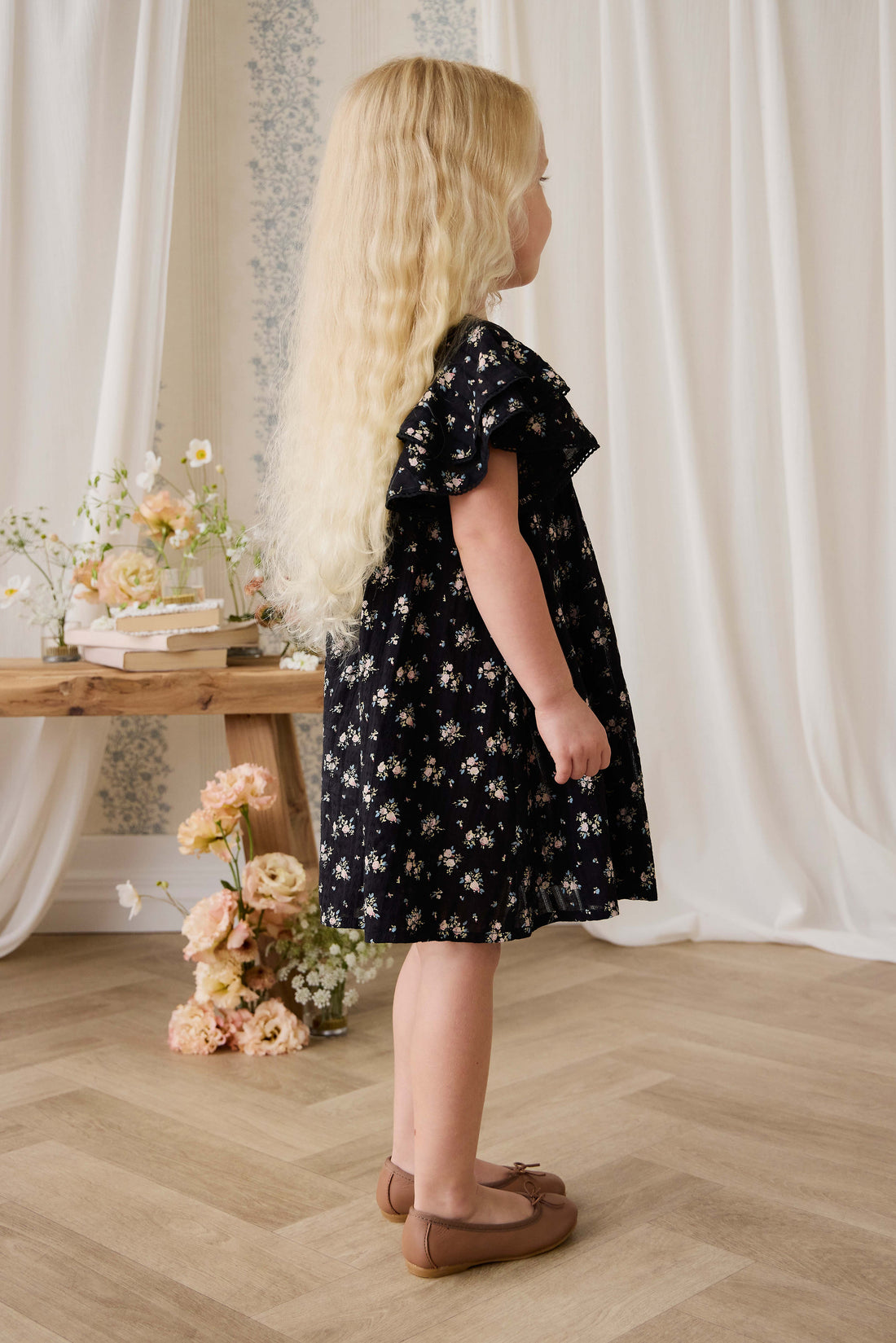 Organic Cotton Caroline Dress - Cassie Caviar Childrens Dress from Jamie Kay USA