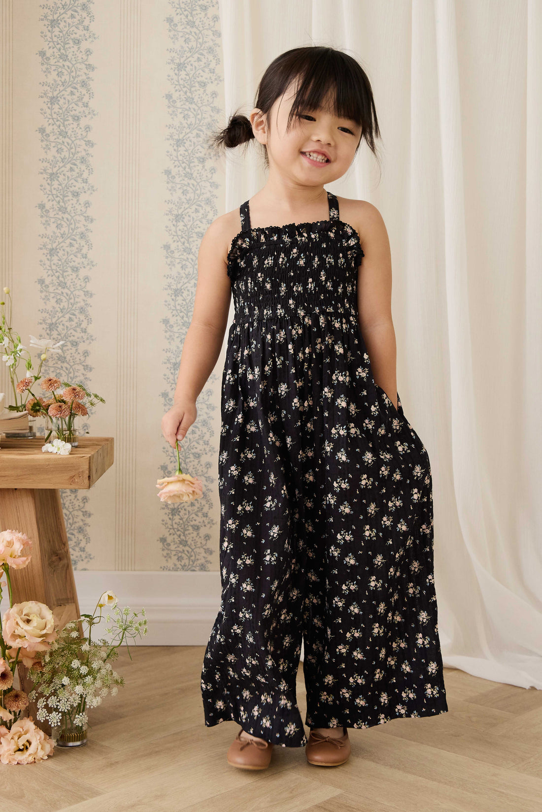 Organic Cotton Gianna Jumpsuit - Cassie Caviar Childrens Jumpsuit from Jamie Kay USA