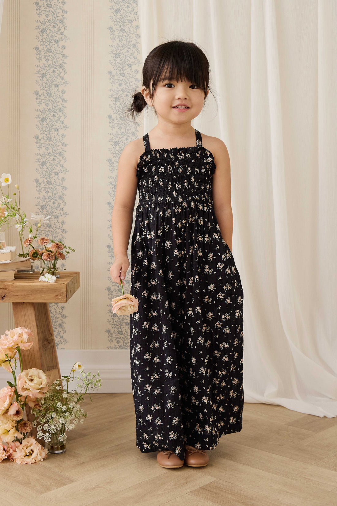 Organic Cotton Gianna Jumpsuit - Cassie Caviar Childrens Jumpsuit from Jamie Kay USA