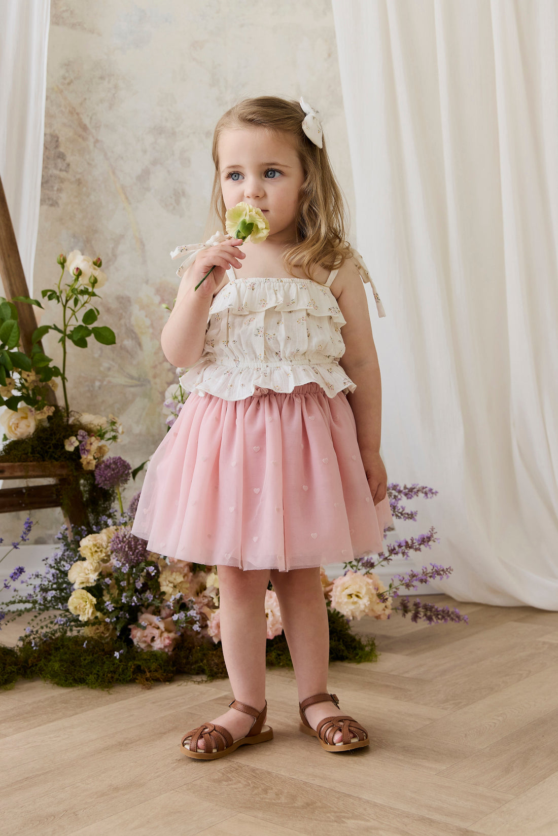 Lottie Skirt - Petite Heart Carnation Childrens Skirt from Jamie Kay USA