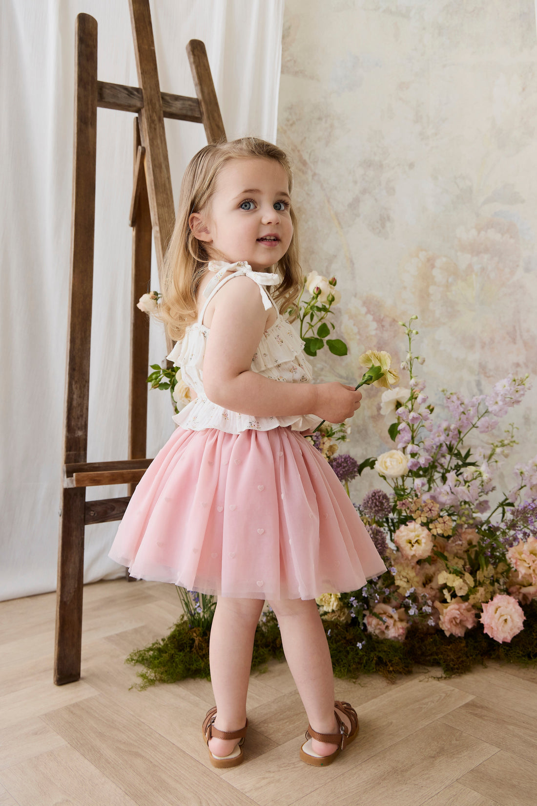 Lottie Skirt - Petite Heart Carnation Childrens Skirt from Jamie Kay USA