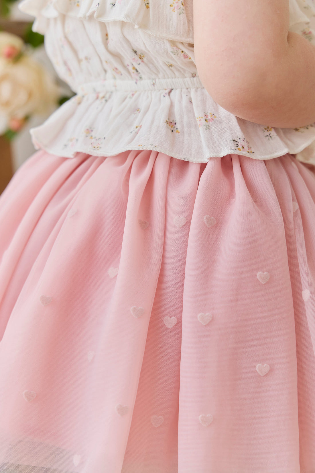 Lottie Skirt - Petite Heart Carnation Childrens Skirt from Jamie Kay USA