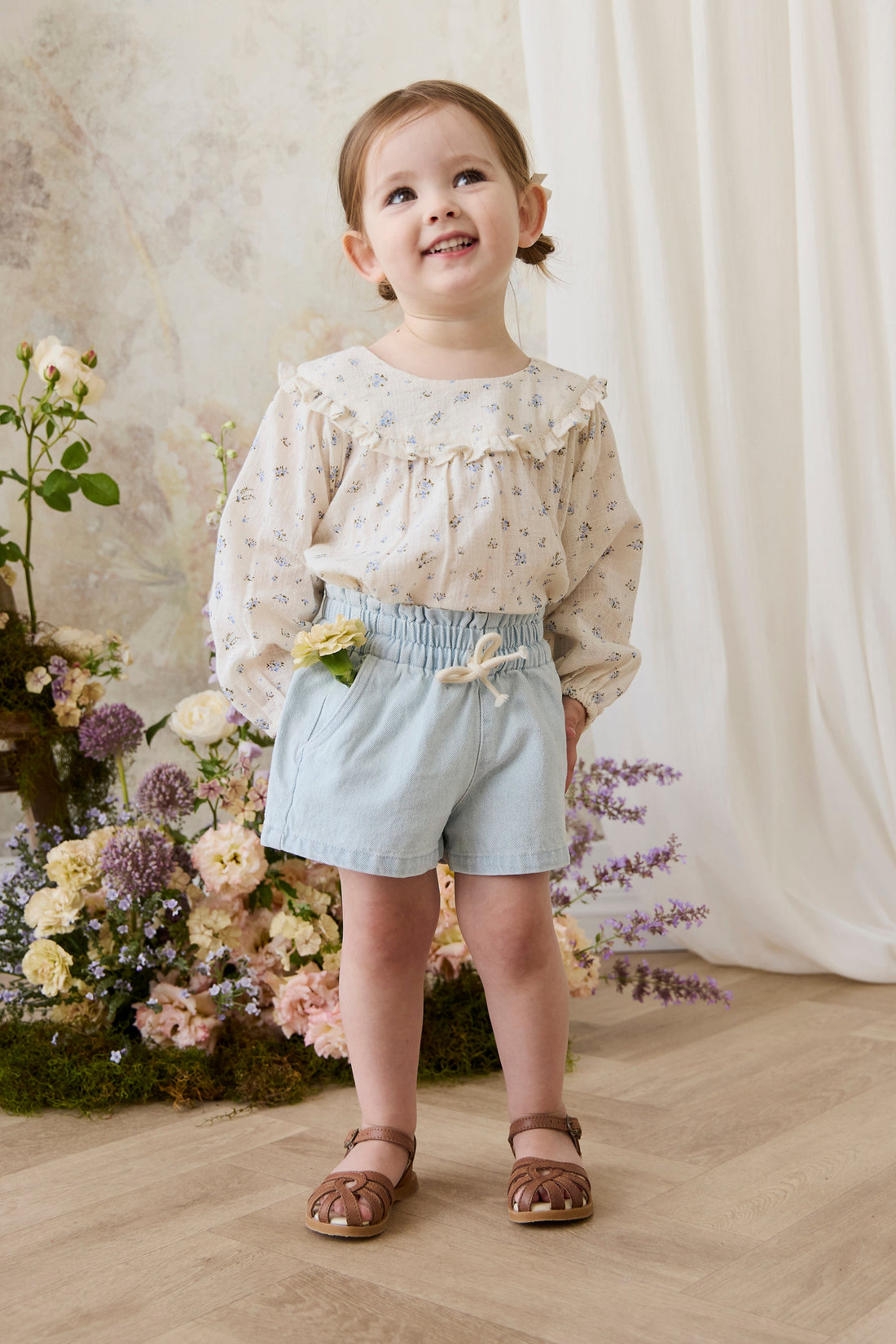 Gaelle Short - Summer Clouds Childrens Shorts from Jamie Kay USA