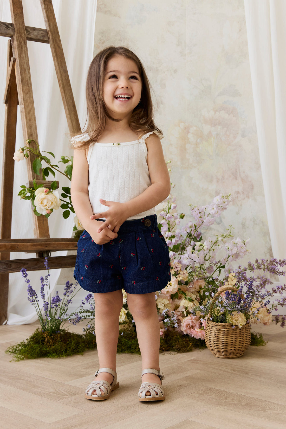Jardine Short - Cerise Denim Childrens Short from Jamie Kay USA