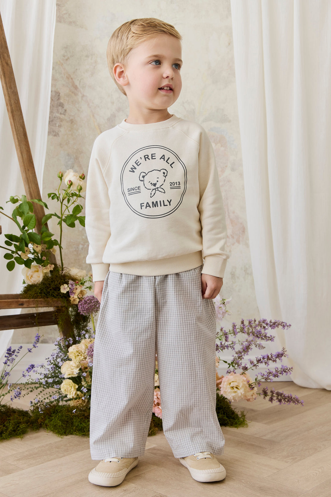 Organic Cotton Kenji Pant - Cloud Check Childrens Pant from Jamie Kay USA