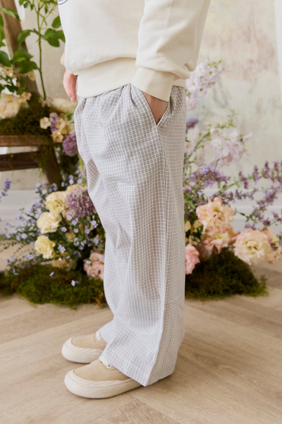 Organic Cotton Kenji Pant - Cloud Check Childrens Pant from Jamie Kay USA