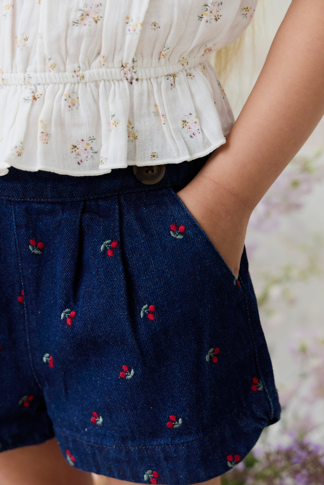 Jardine Short - Cerise Denim Childrens Short from Jamie Kay USA