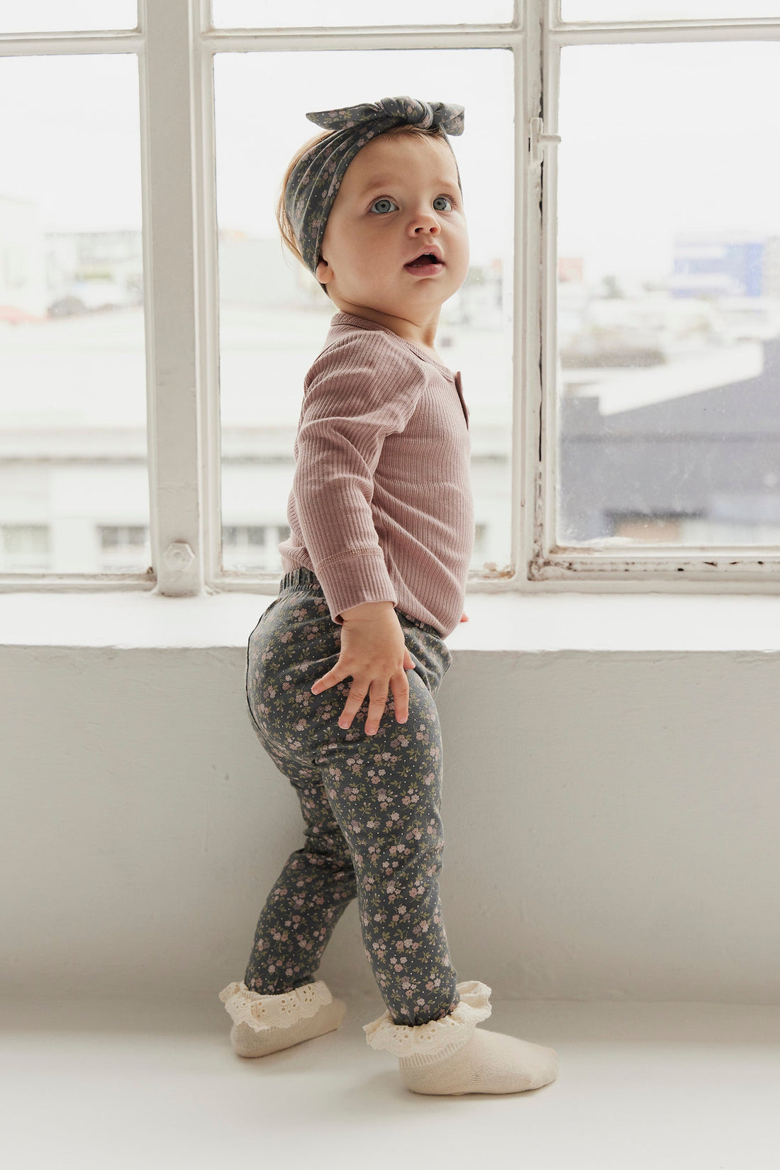 Organic Cotton Everyday Legging - Rosalie Floral Lava Childrens Legging from Jamie Kay USA