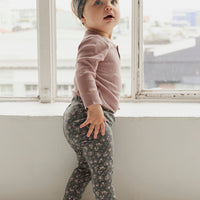 Organic Cotton Everyday Legging - Rosalie Floral Lava Childrens Legging from Jamie Kay USA