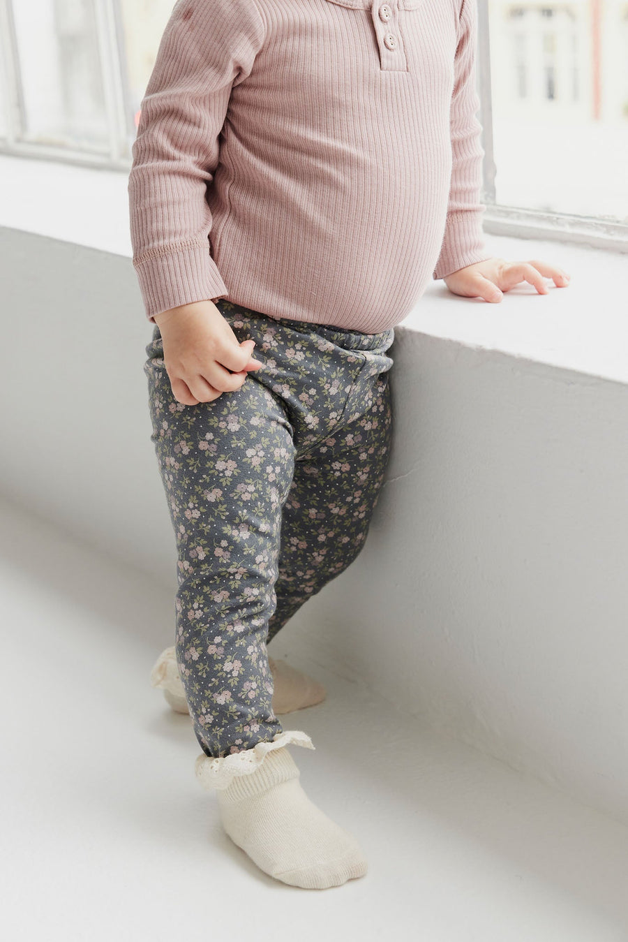 Organic Cotton Everyday Legging - Rosalie Floral Lava Childrens Legging from Jamie Kay USA