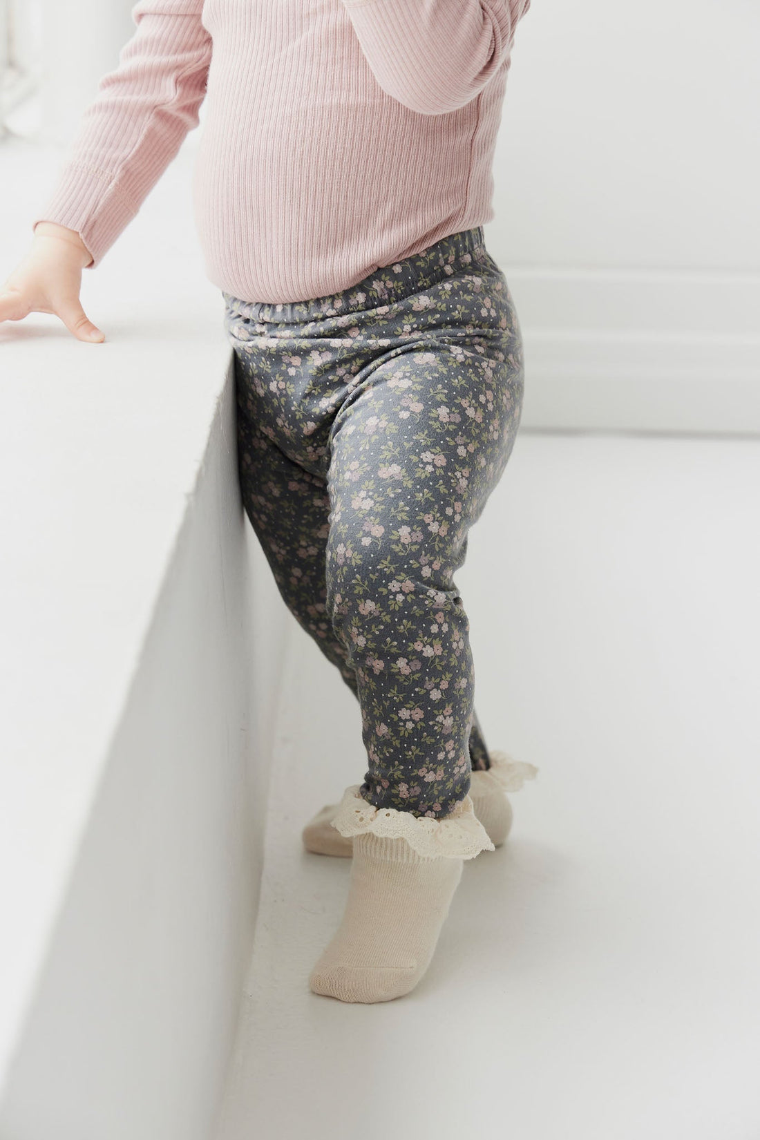 Organic Cotton Everyday Legging - Rosalie Floral Lava Childrens Legging from Jamie Kay USA