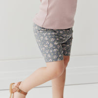 Organic Cotton Everyday Bike Short - Rosalie Floral Lava Childrens Short from Jamie Kay USA