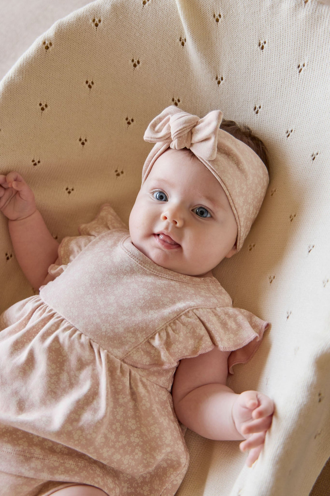 Organic Cotton Elianna Playsuit - Rosalie Field Rose Childrens Playsuit from Jamie Kay USA