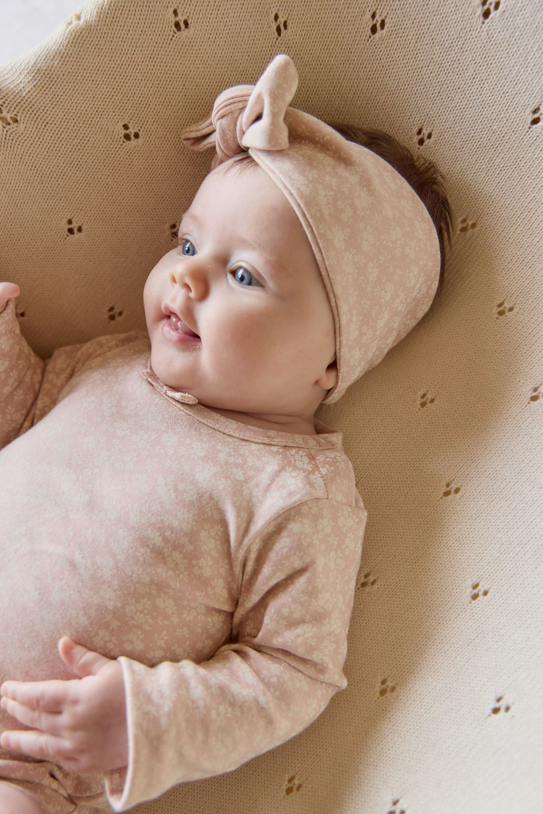 Organic Cotton Long Sleeve Bodysuit - Rosalie Field Rose Childrens Bodysuit from Jamie Kay USA