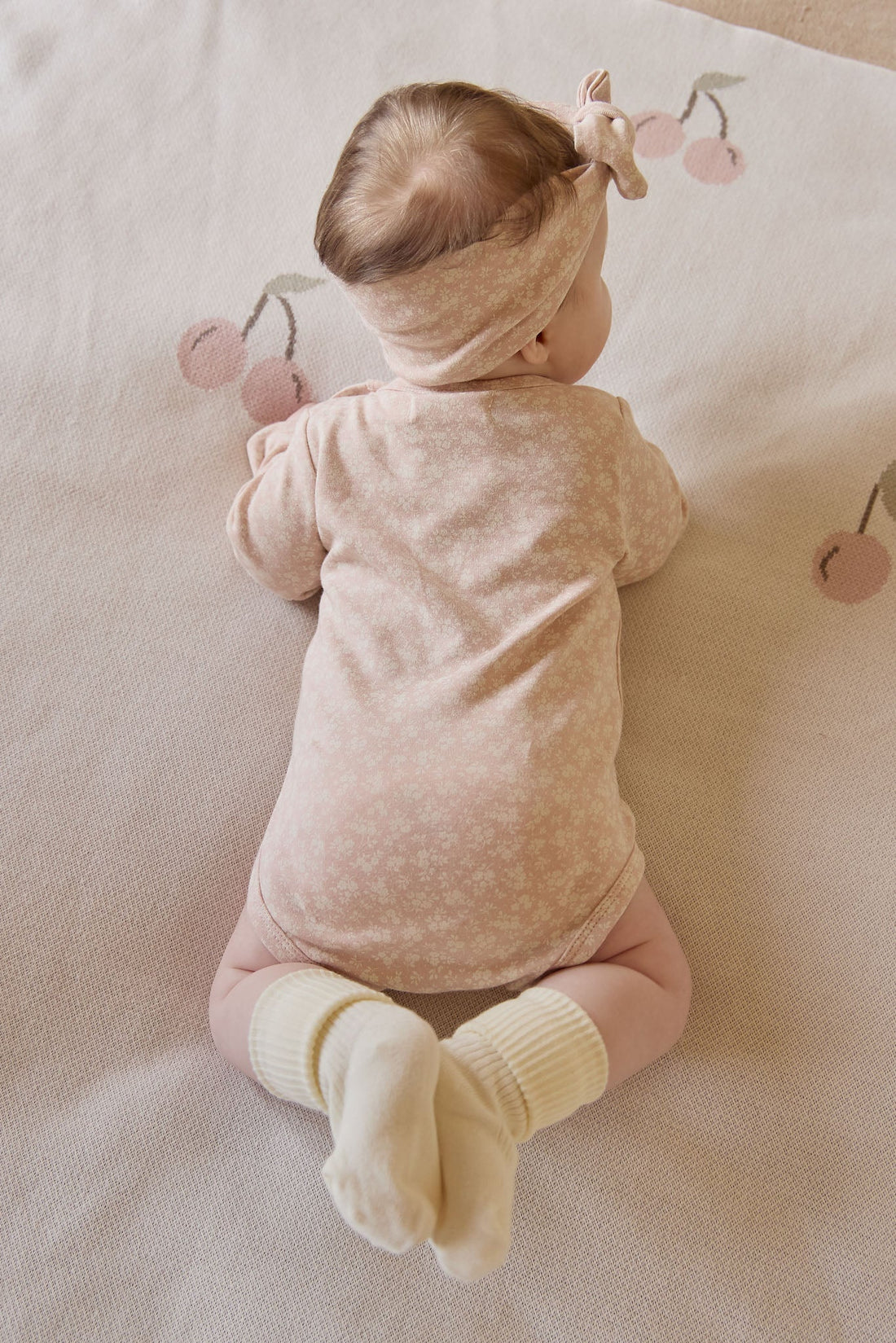 Organic Cotton Long Sleeve Bodysuit - Rosalie Field Rose Childrens Bodysuit from Jamie Kay USA