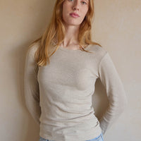 Organic Cotton Modal Womens Long Sleeve Top - Biscuit Marle Childrens Womens Top from Jamie Kay USA